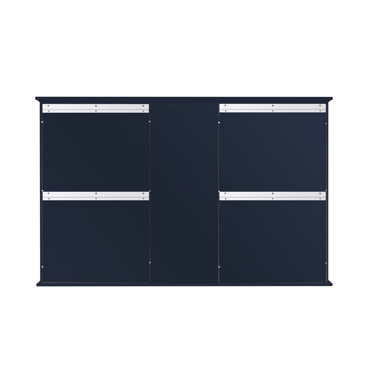 WELLFOR ART Solid Wood 55-in x 35-in Surface Mount Navy Blue Mirrored Soft Close Medicine Cabinet