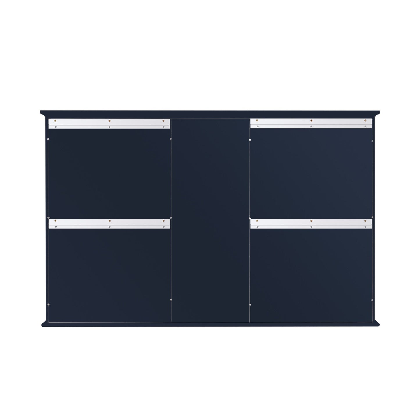 WELLFOR ART Solid Wood 55-in x 35-in Surface Mount Navy Blue Mirrored Soft Close Medicine Cabinet
