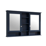 WELLFOR ART Solid Wood 55-in x 35-in Surface Mount Navy Blue Mirrored Soft Close Medicine Cabinet