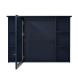WELLFOR ART Solid Wood 42-in x 30-in Surface Mount Navy Blue Mirrored Soft Close Medicine Cabinet