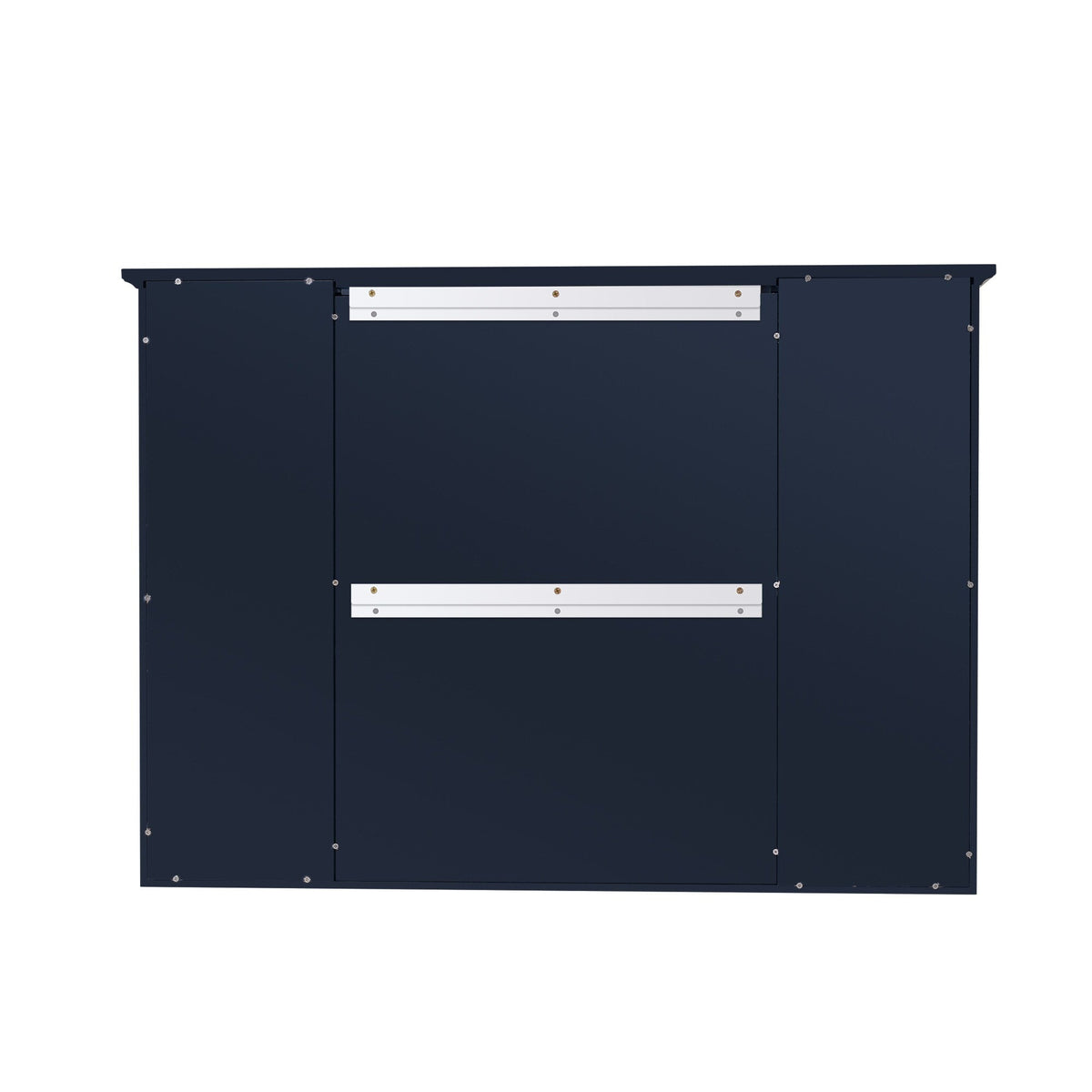 WELLFOR ART Solid Wood 42-in x 30-in Surface Mount Navy Blue Mirrored Soft Close Medicine Cabinet