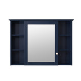 WELLFOR ART Solid Wood 42-in x 30-in Surface Mount Navy Blue Mirrored Soft Close Medicine Cabinet