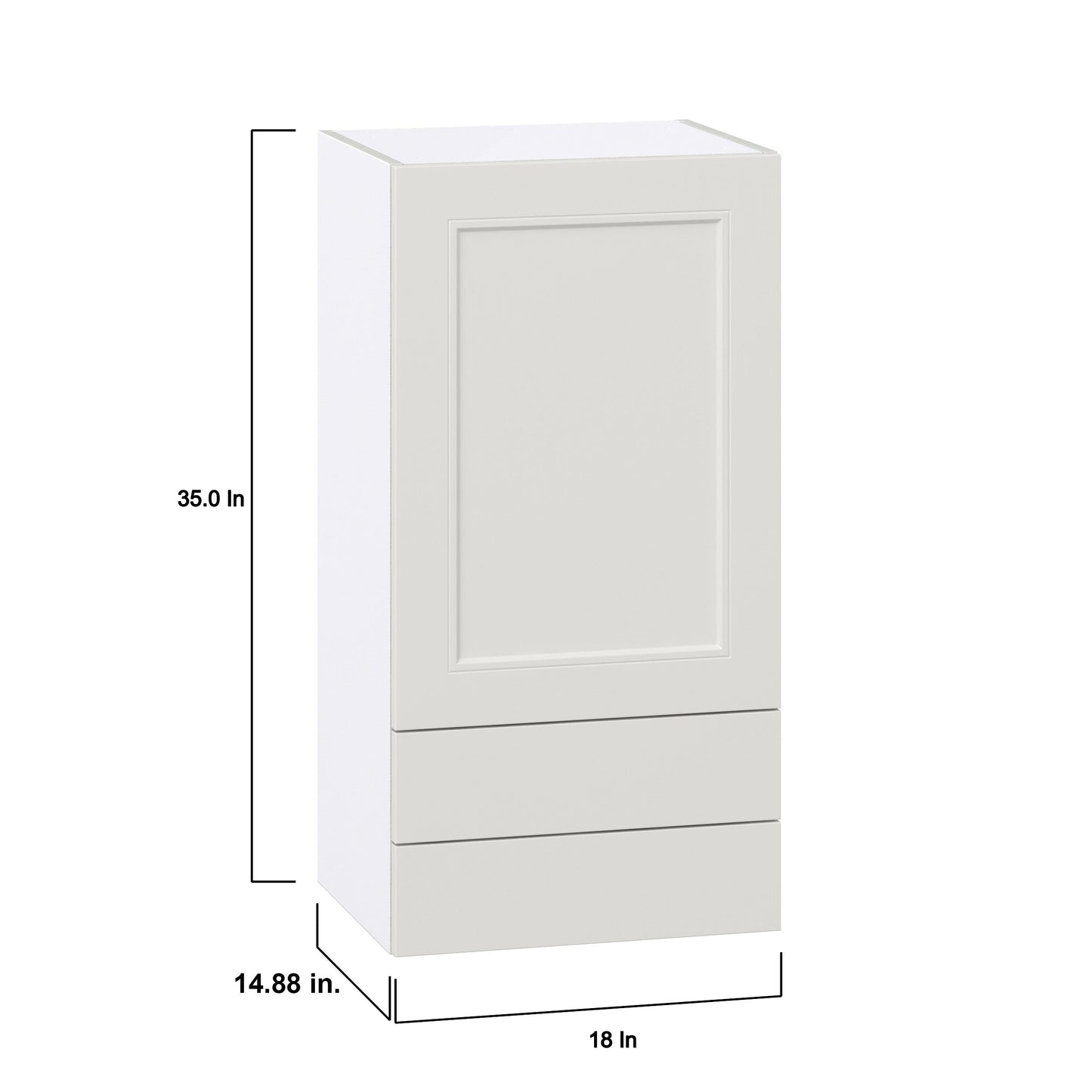 Hugo&Borg Belcourt 18-in W x 35-in H x 14-in D Gray Painted 2-Drawers Wall Fully Assembled Cabinet (Recessed Panel Shaker Style)