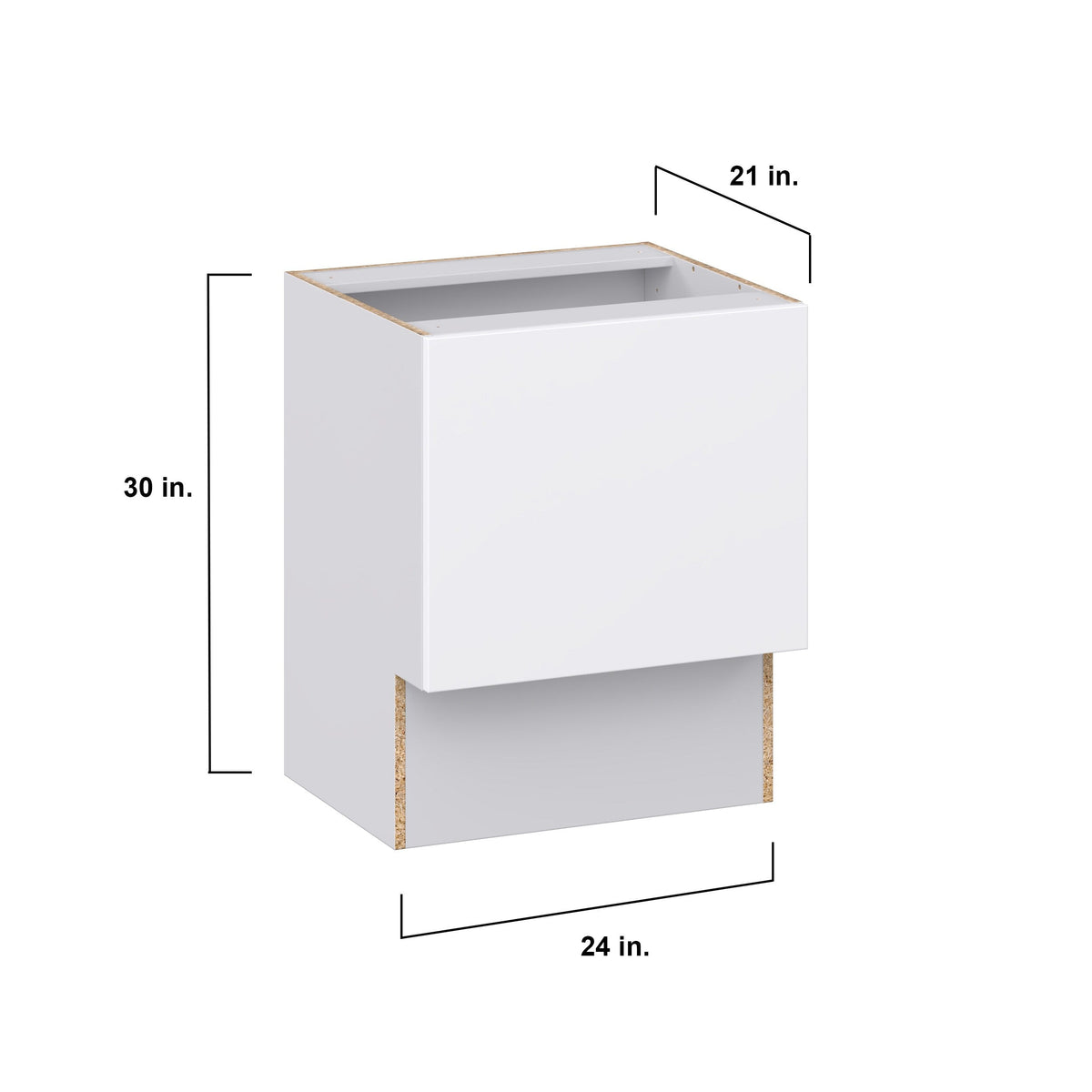 Hugo&Borg Lasalle 24-in W x 34.5-in H x 21-in D Bright White Slab Base Fully Assembled Cabinet (Flat Panel Slab Door Style)