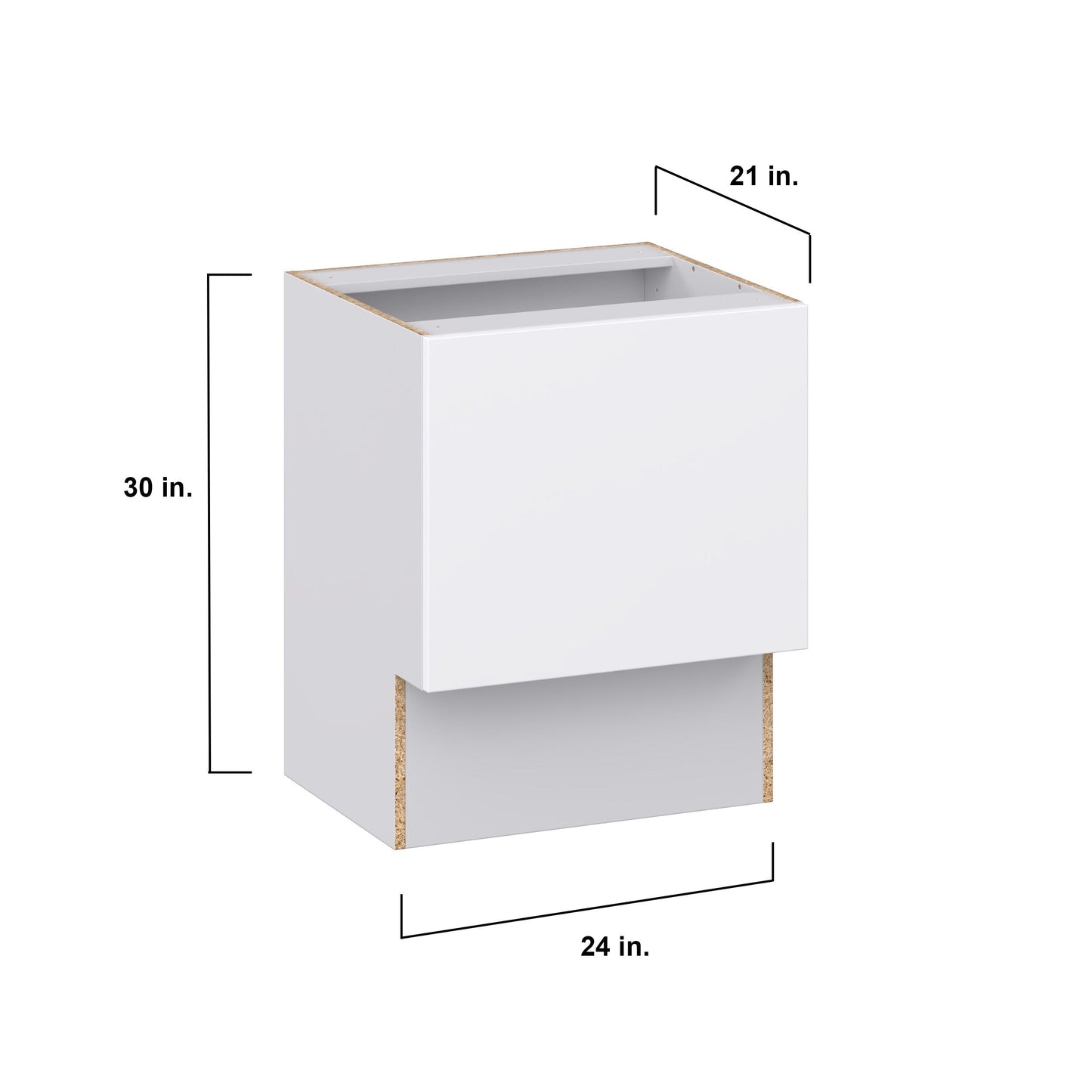 Hugo&Borg Lasalle 24-in W x 34.5-in H x 21-in D Bright White Slab Base Fully Assembled Cabinet (Flat Panel Slab Door Style)