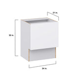 Hugo&Borg Lasalle 24-in W x 34.5-in H x 21-in D Bright White Slab Base Fully Assembled Cabinet (Flat Panel Slab Door Style)