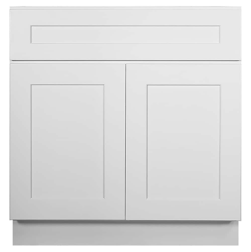 Design House Brookings 33-in W x 34.5-in H x 24-in D White Maple Base Fully Assembled Plywood Cabinet (Recessed Panel Shaker Door Style)