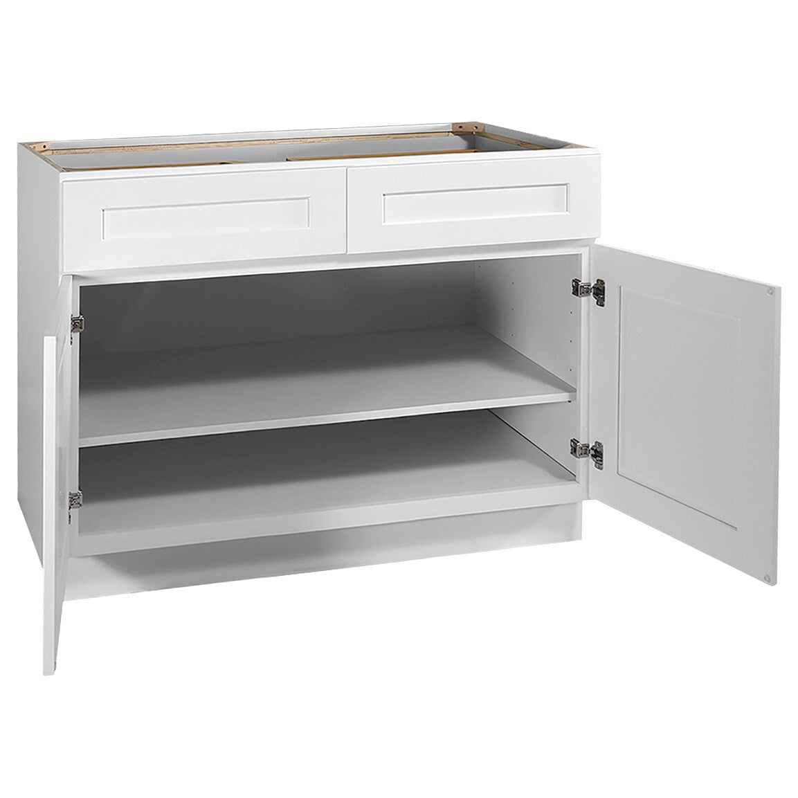 Design House Brookings 48-in W x 34.5-in H x 24-in D White Maple 2-Drawers Base Ready To Assemble Plywood Cabinet (Recessed Panel Shaker Style)