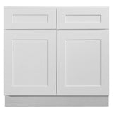 Design House Brookings 36-in W x 34.5-in H x 24-in D White Maple 2-Drawers Base Ready To Assemble Plywood Cabinet (Recessed Panel Shaker Style)