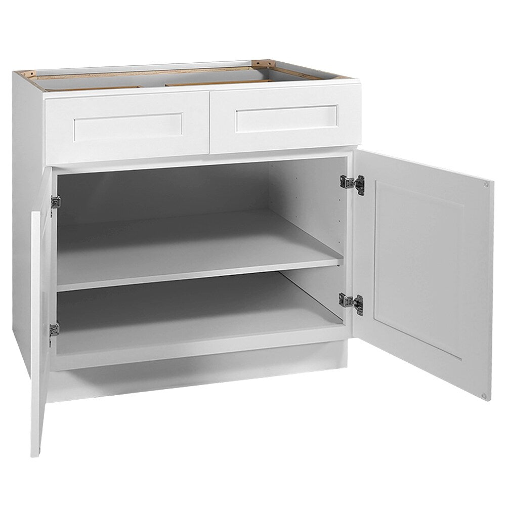 Design House Brookings 36-in W x 34.5-in H x 24-in D White Maple 2-Drawers Base Ready To Assemble Plywood Cabinet (Recessed Panel Shaker Style)