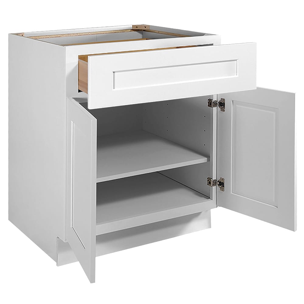 Design House Brookings 33-in W x 34.5-in H x 24-in D White Maple L-shaped 1-Drawer Base Fully Assembled Plywood Cabinet (Recessed Panel Shaker Style)