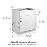 Design House Brookings 30-in W x 34.5-in H x 24-in D White Maple Lazy Susan 1-Drawer Base Fully Assembled Plywood Cabinet (Recessed Panel Shaker Style)