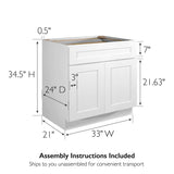 Design House Brookings 33-in W x 34.5-in H x 24-in D White Maple L-shaped 1-Drawer Base Fully Assembled Plywood Cabinet (Recessed Panel Shaker Style)