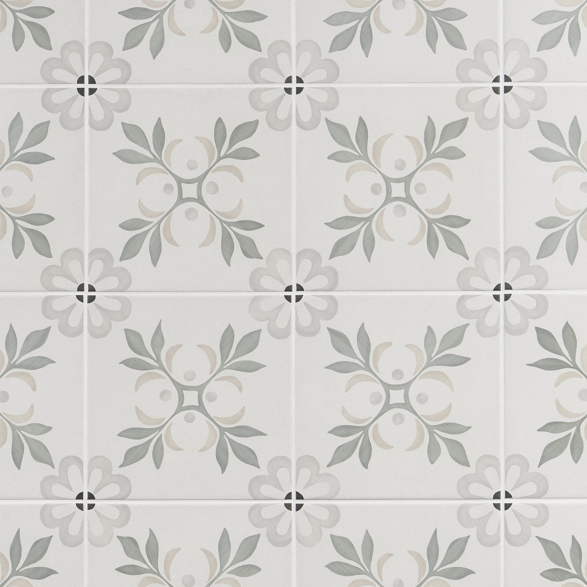 Artmore Tile Agave Blossom Green 8-in x 8-in Matte Porcelain Encaustic Floor and Wall Tile product image