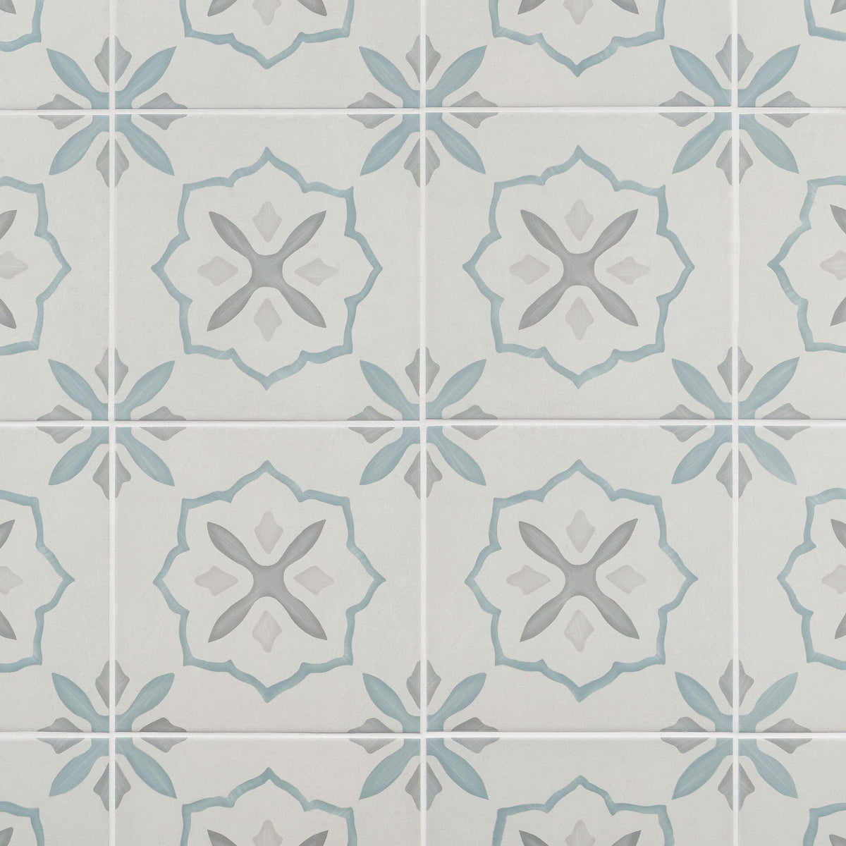 Artmore Tile Agave Stella Blue 8-in x 8-in Matte Porcelain Encaustic Floor and Wall Tile product image