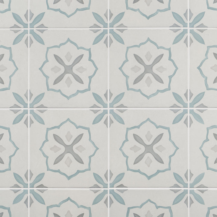 Artmore Tile Agave Stella Blue 8-in x 8-in Matte Porcelain Encaustic Floor and Wall Tile product image