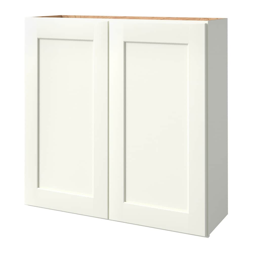 allen + roth Aveley 36-in W x 36.125-in H x 12-in D Linen Wall Fully Assembled Cabinet (Flat Panel Shaker Door Style)