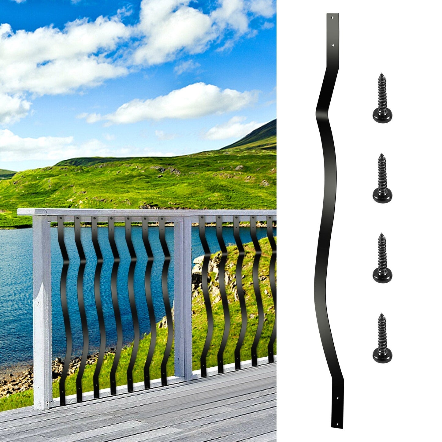 VEVOR Classic Composite Series 1-in x 1-in x 3-ft Iron Deck Post