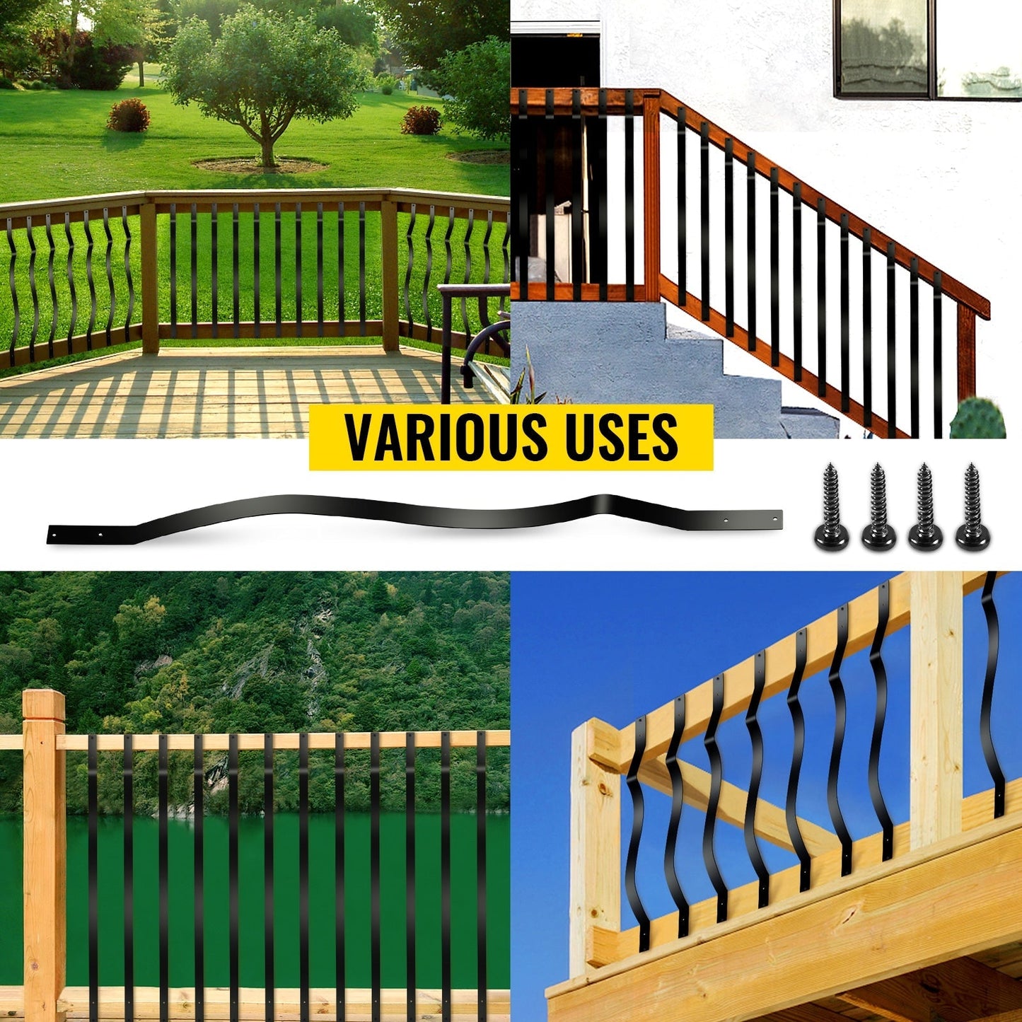 VEVOR 51 Pack Classic Composite Series 1-in x 1-in x 3-ft Iron Deck Post