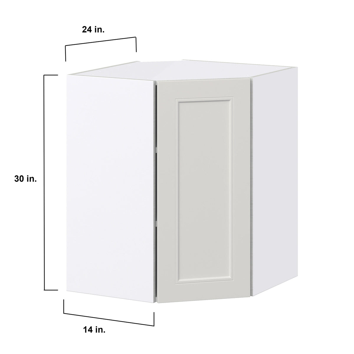 Hugo&Borg Belcourt 24-in W x 30-in H x 14-in D Gray Painted Diagonal Corner Wall Fully Assembled Cabinet (Recessed Panel Shaker Style)