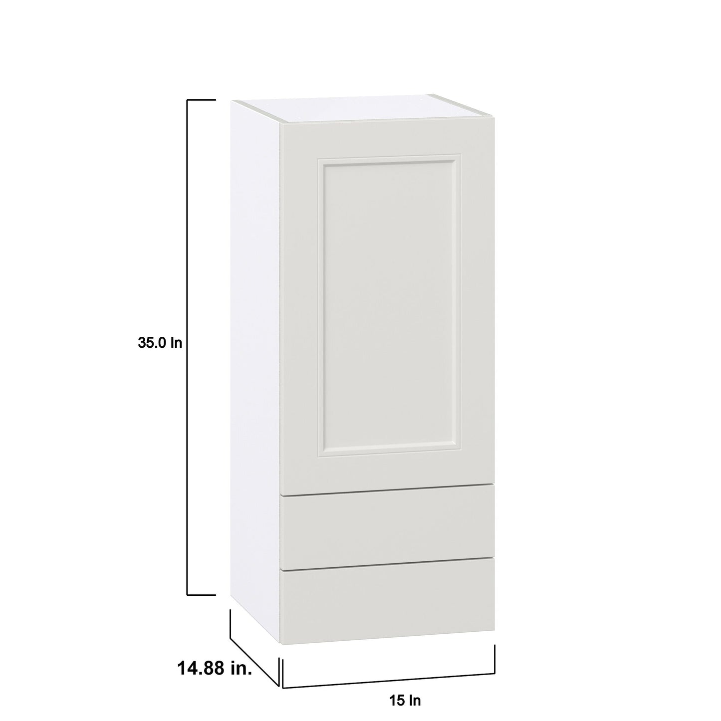 Hugo&Borg Belcourt 15-in W x 35-in H x 14-in D Gray Painted 2-Drawers Wall Fully Assembled Cabinet (Recessed Panel Shaker Style)