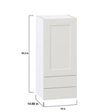 Hugo&Borg Belcourt 15-in W x 35-in H x 14-in D Gray Painted 2-Drawers Wall Fully Assembled Cabinet (Recessed Panel Shaker Style)