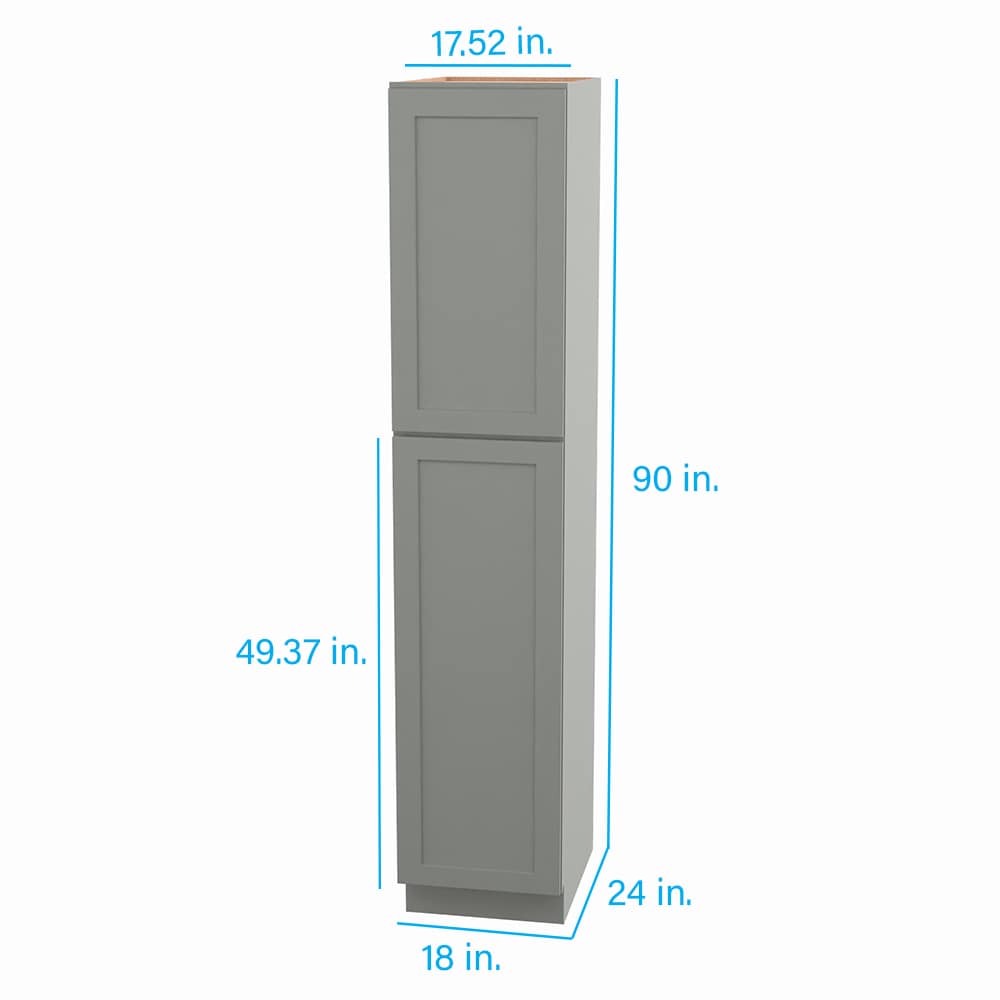 RELIABILT Overlake 18-in W x 90-in H x 24-in D Gray Pantry Ready To Assemble Plywood Cabinet (Recessed Panel Shaker Door Style)