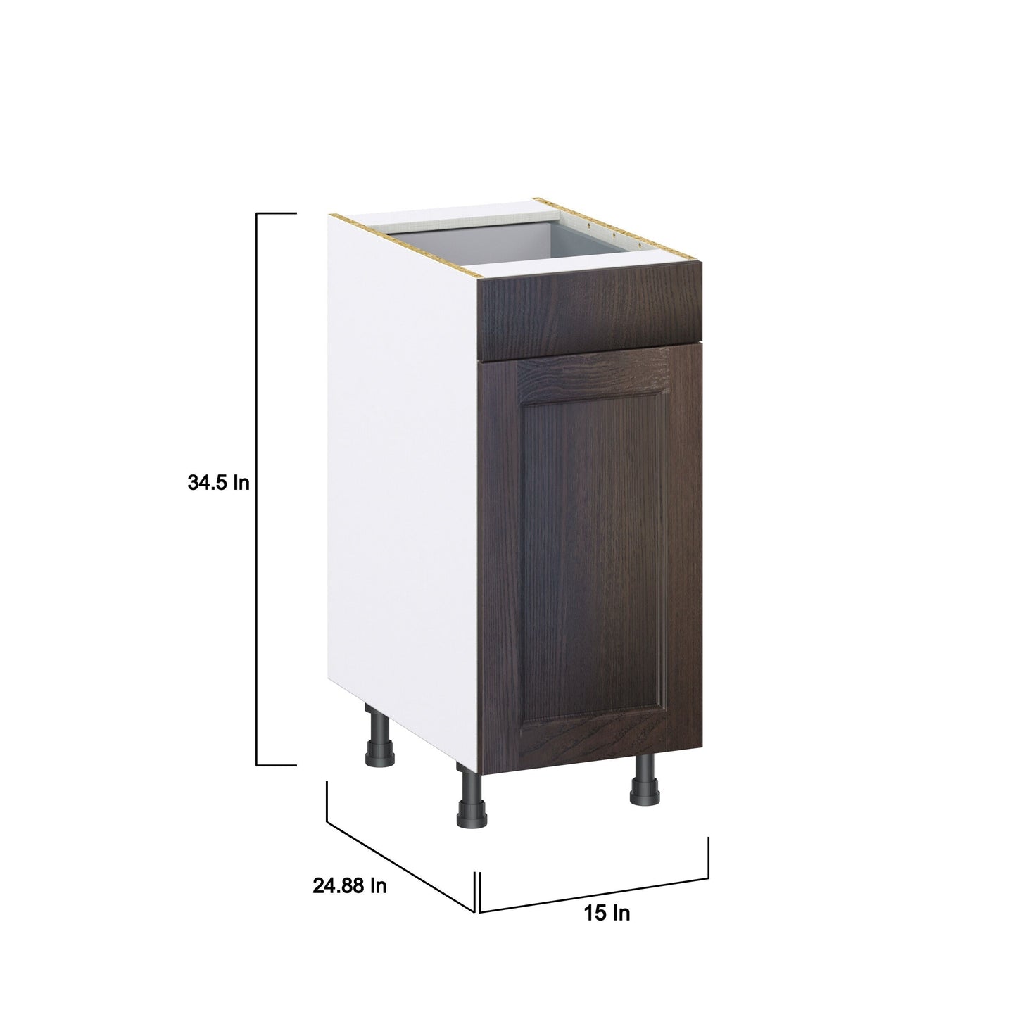 Hugo&Borg 15-in W x 34.5-in H x 24-in D Wood 1-Drawer Sink Base Fully Assembled Cabinet (Recessed Panel Style)