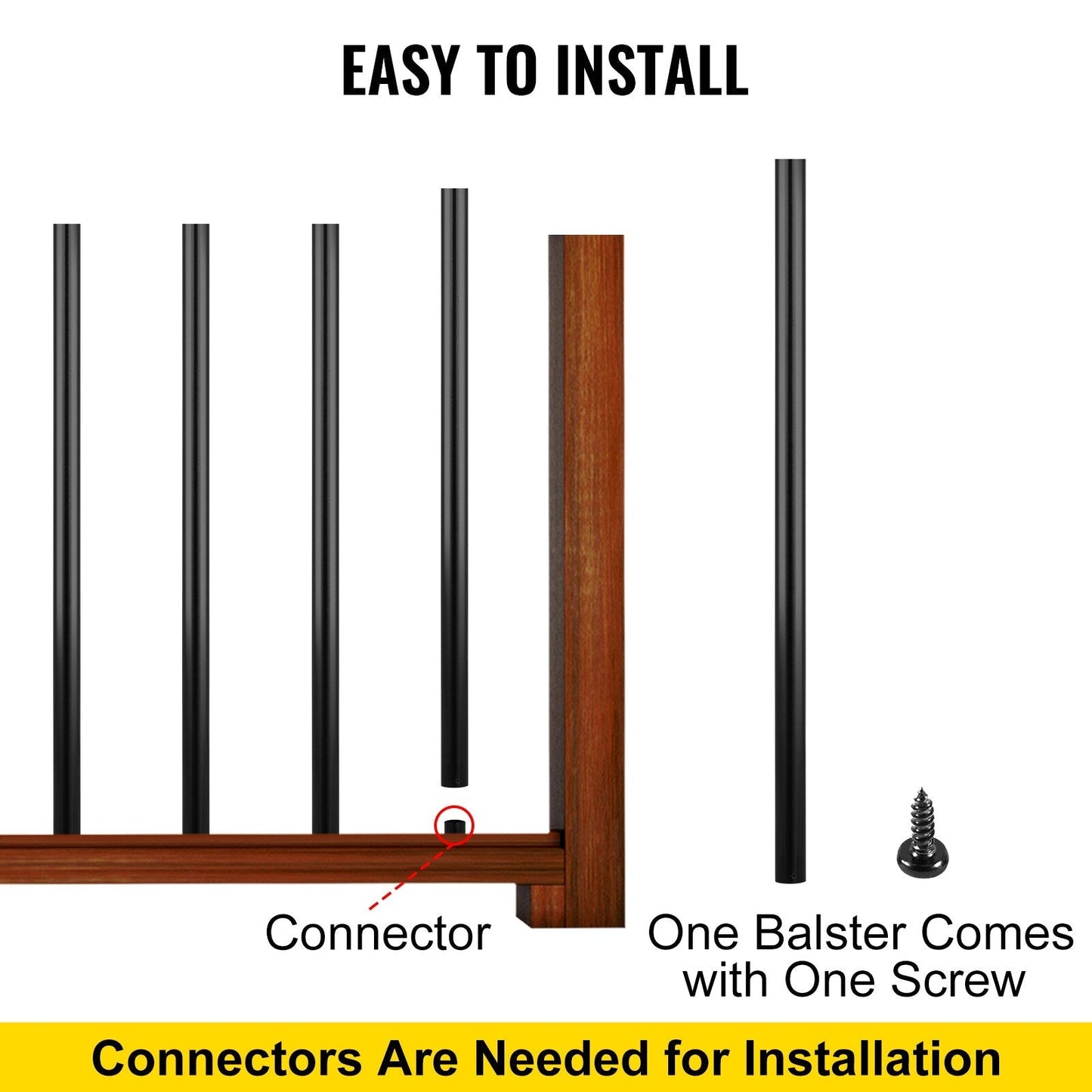 VEVOR 51 Pack Classic Composite Series 0.75-in x 0.75-in x 3-ft Aluminum Alloy Deck Post