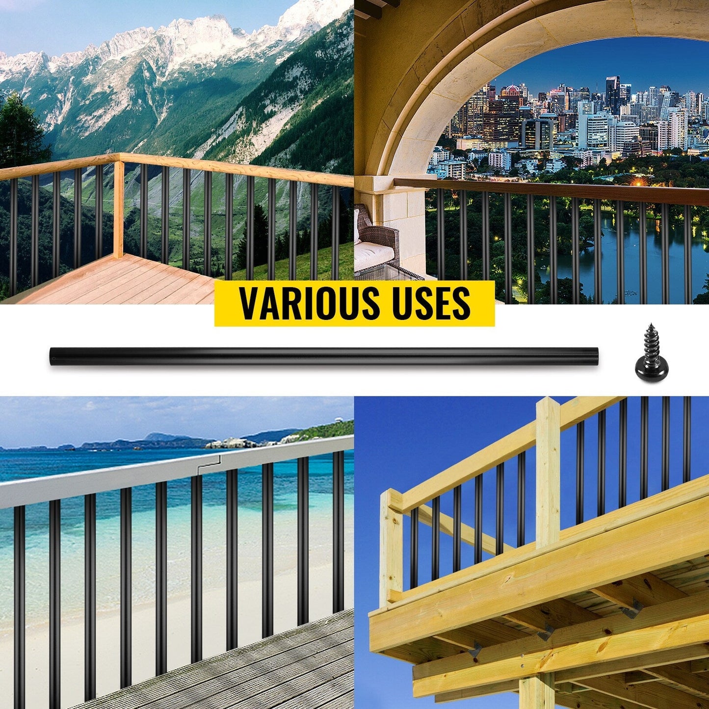 VEVOR 51 Pack Classic Composite Series 0.75-in x 0.75-in x 3-ft Aluminum Alloy Deck Post