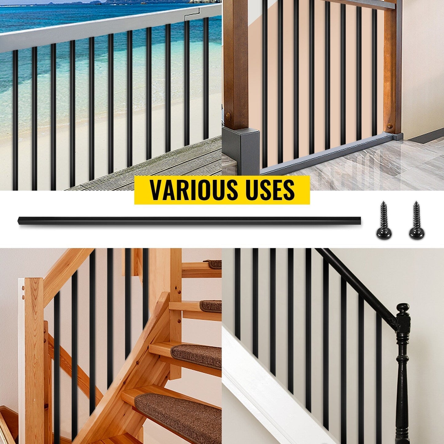 VEVOR Classic Composite Series 0.5-in x 0.5-in x 4-ft Iron Deck Post