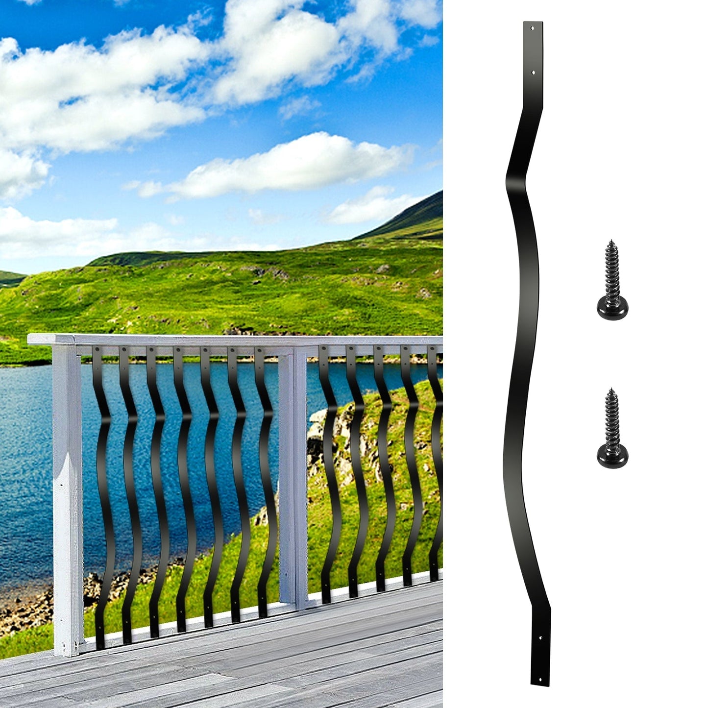 VEVOR 2-ft Black Aluminum Railing Panel (61-Pack)