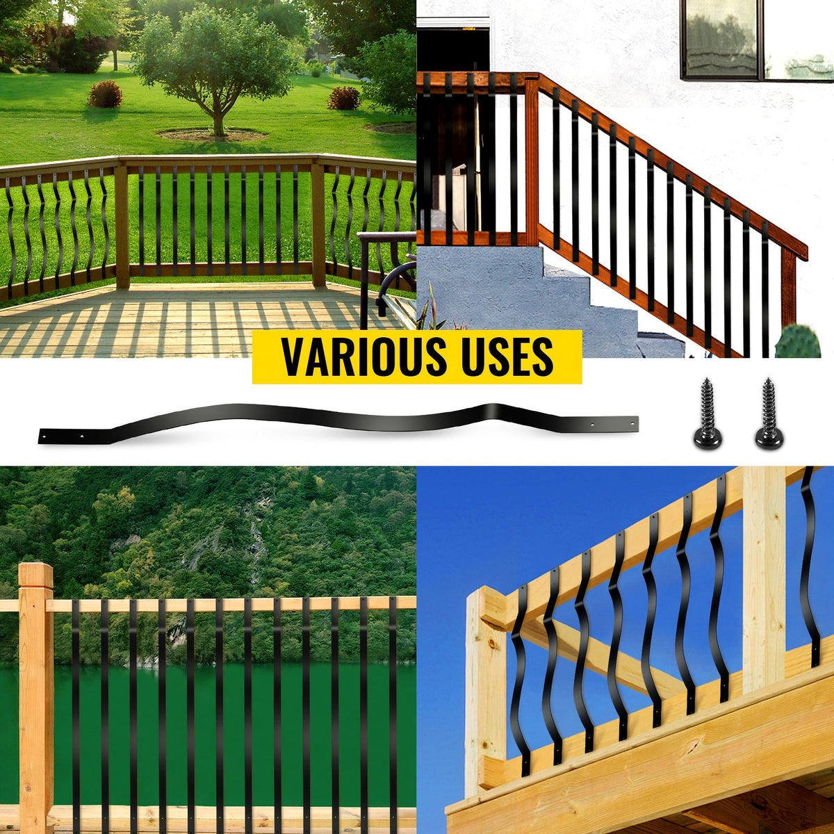 VEVOR 2-ft Black Aluminum Railing Panel (61-Pack)