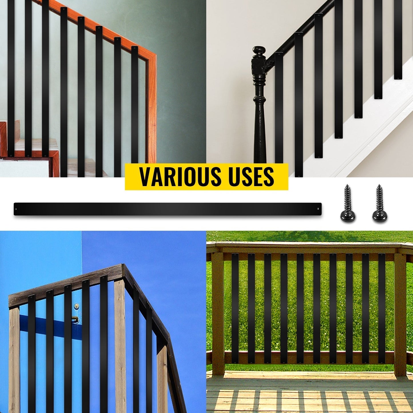 VEVOR 2-ft Black Aluminum Railing Panel (16-Pack)