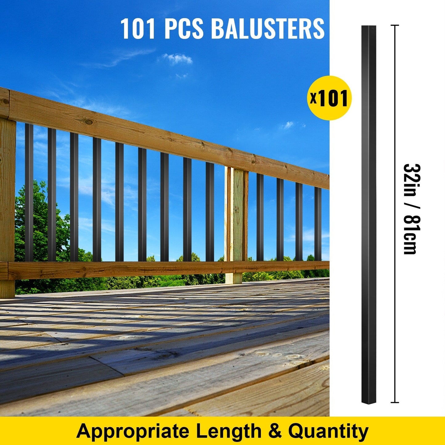 VEVOR Classic Composite Series 0.8-in x 0.8-in x 3-ft Aluminum Alloy Deck Post