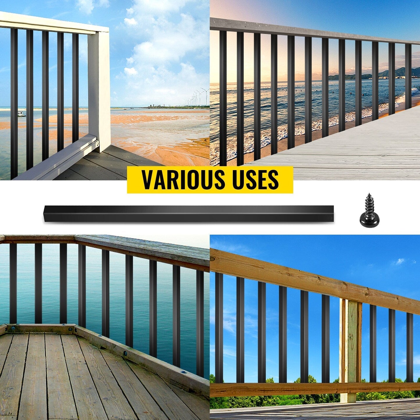 VEVOR Classic Composite Series 0.75-in x 0.75-in x 3-1/2-ft Aluminum Alloy Deck Post