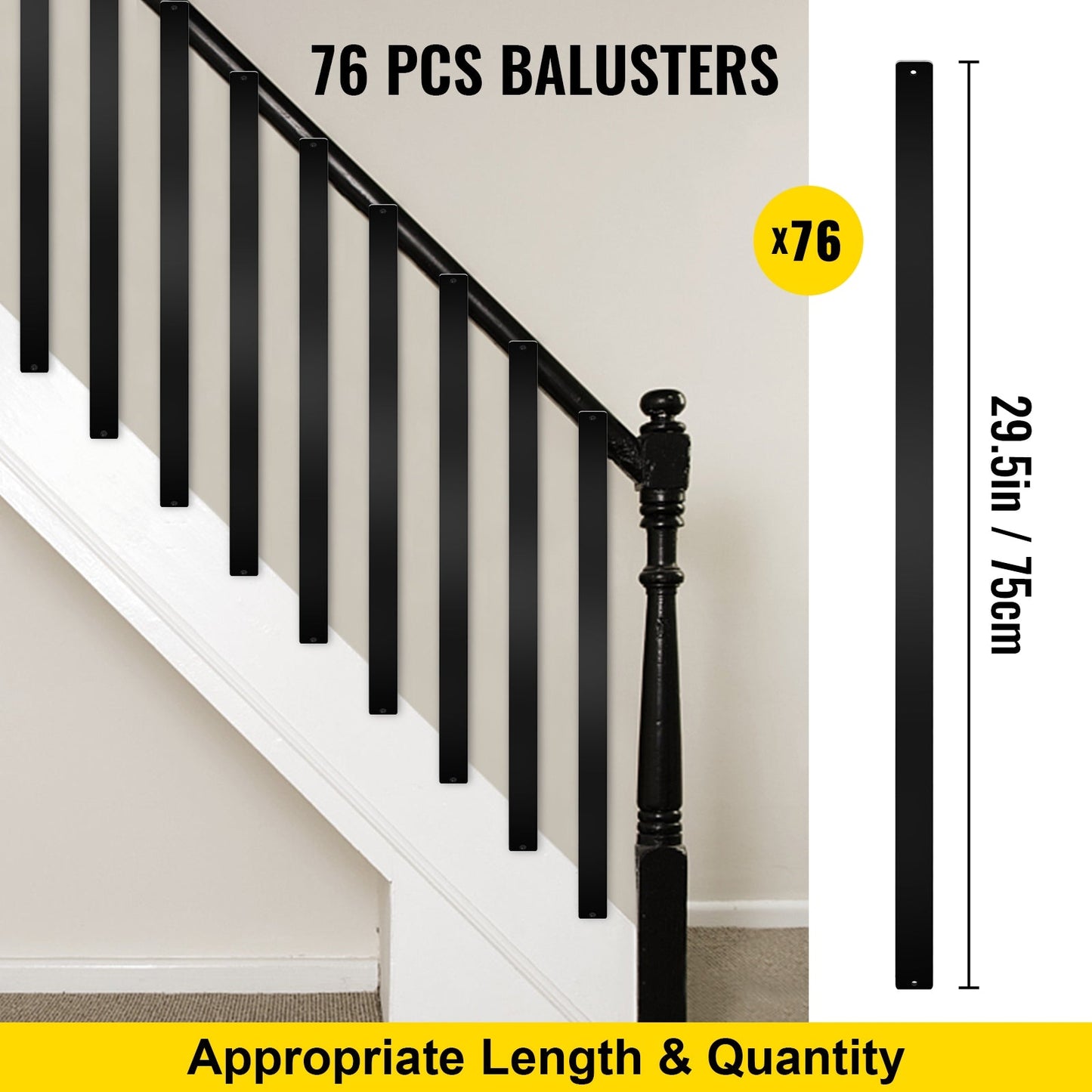 VEVOR 2-ft Black Aluminum Railing Panel (76-Pack)