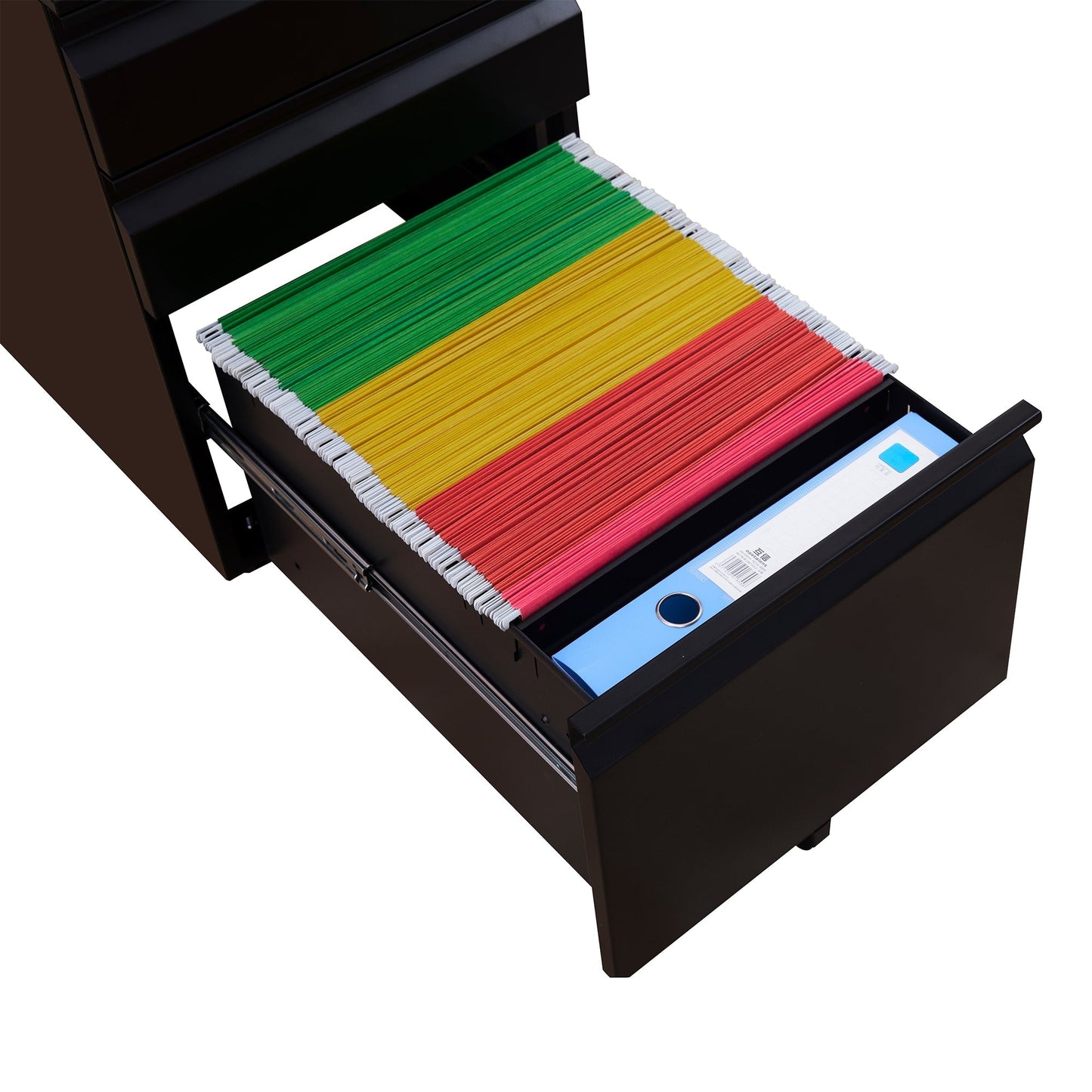 GZMR Contemporary 3 Drawer File Cabinet with Lock, Metal Vertical Filing Cabinet, Black, Increased Capacity, Smooth Operation, Secure Interlock System