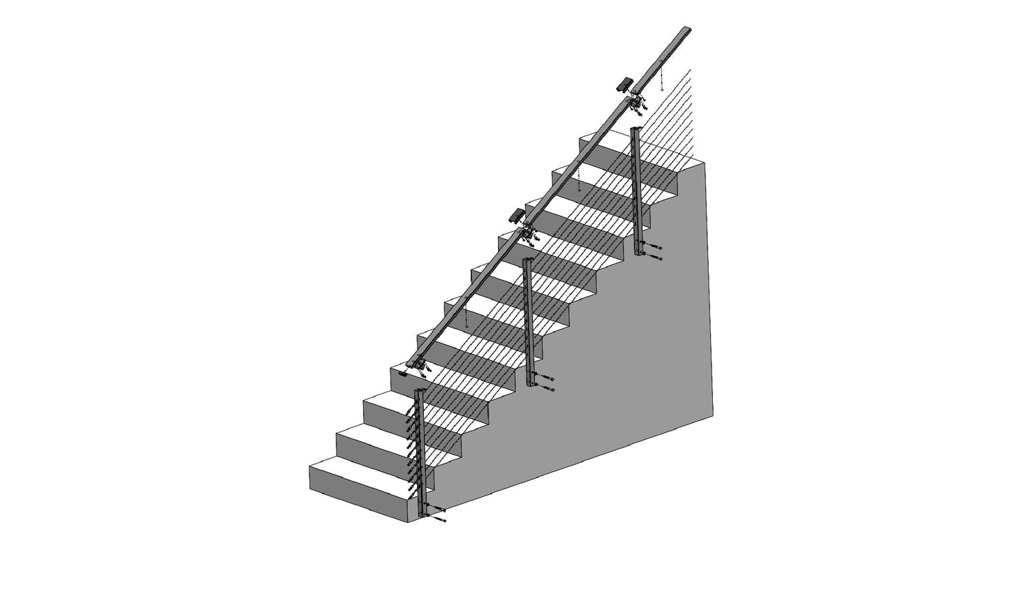 CityPost Stair Face Mount Steel Deck Cable Rail Kit