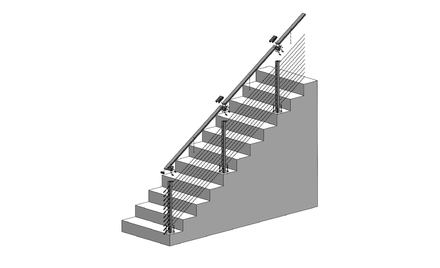 CityPost Stair Deck Mount x 36-in Steel Deck Cable Rail Kit