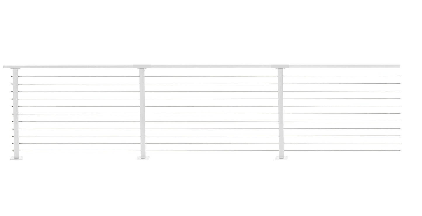 CityPost Deck Mount White Steel Deck Cable Rail Kit