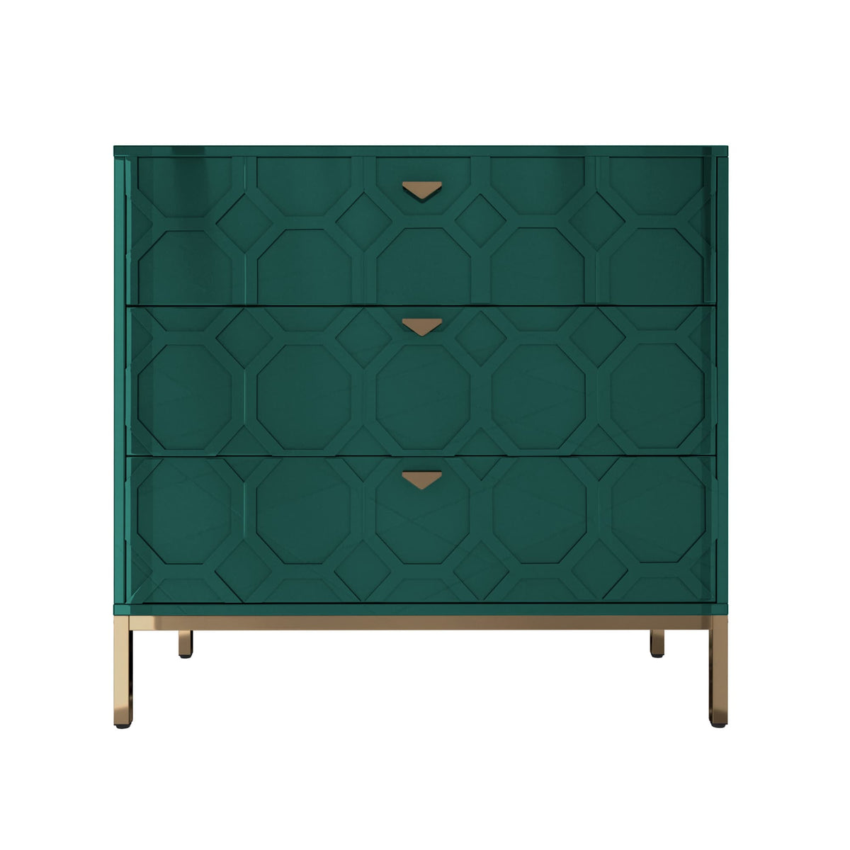 Clihome 3-Drawer MDF Green Storage Cabinet Green Nightstand