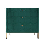 Clihome 3-Drawer MDF Green Storage Cabinet Green Nightstand
