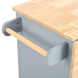 SINOFURN Blue Mdf Base with Wood Top Rolling Kitchen Cart (29.3-in x 39.8-in x 33.7-in)
