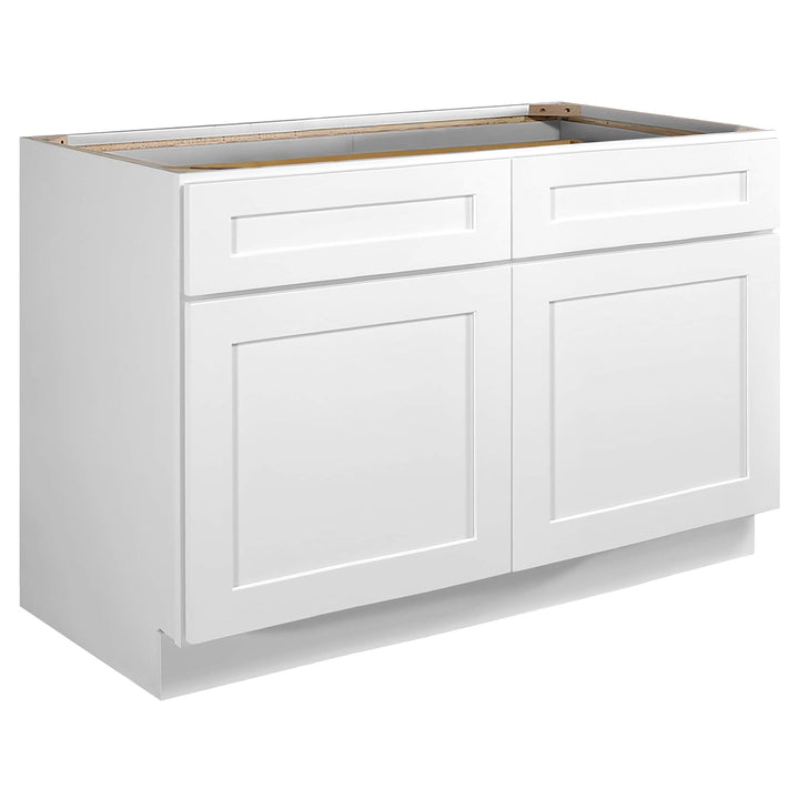 Design House Brookings 48-in W x 34.5-in H x 24-in D White Maple 2-Drawers Base Fully Assembled Plywood Cabinet (Recessed Panel Shaker Style)