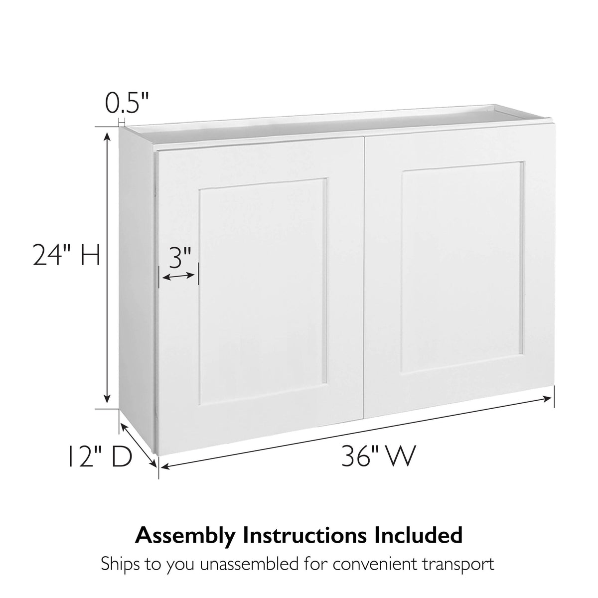 Design House Brookings 36-in W x 24-in H x 12-in D White Maple Wall Ready To Assemble Plywood Cabinet (Recessed Panel Shaker Door Style)