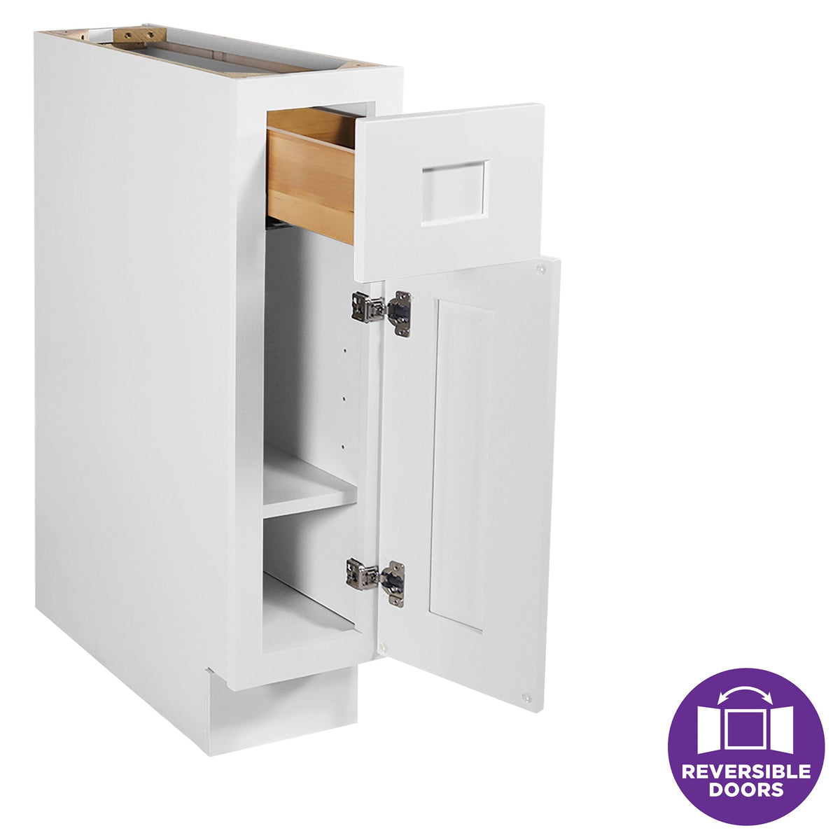 Design House Brookings 9-in W x 34.5-in H x 24-in D White Maple 1-Drawer Base Ready To Assemble Plywood Cabinet (Recessed Panel Shaker Style)