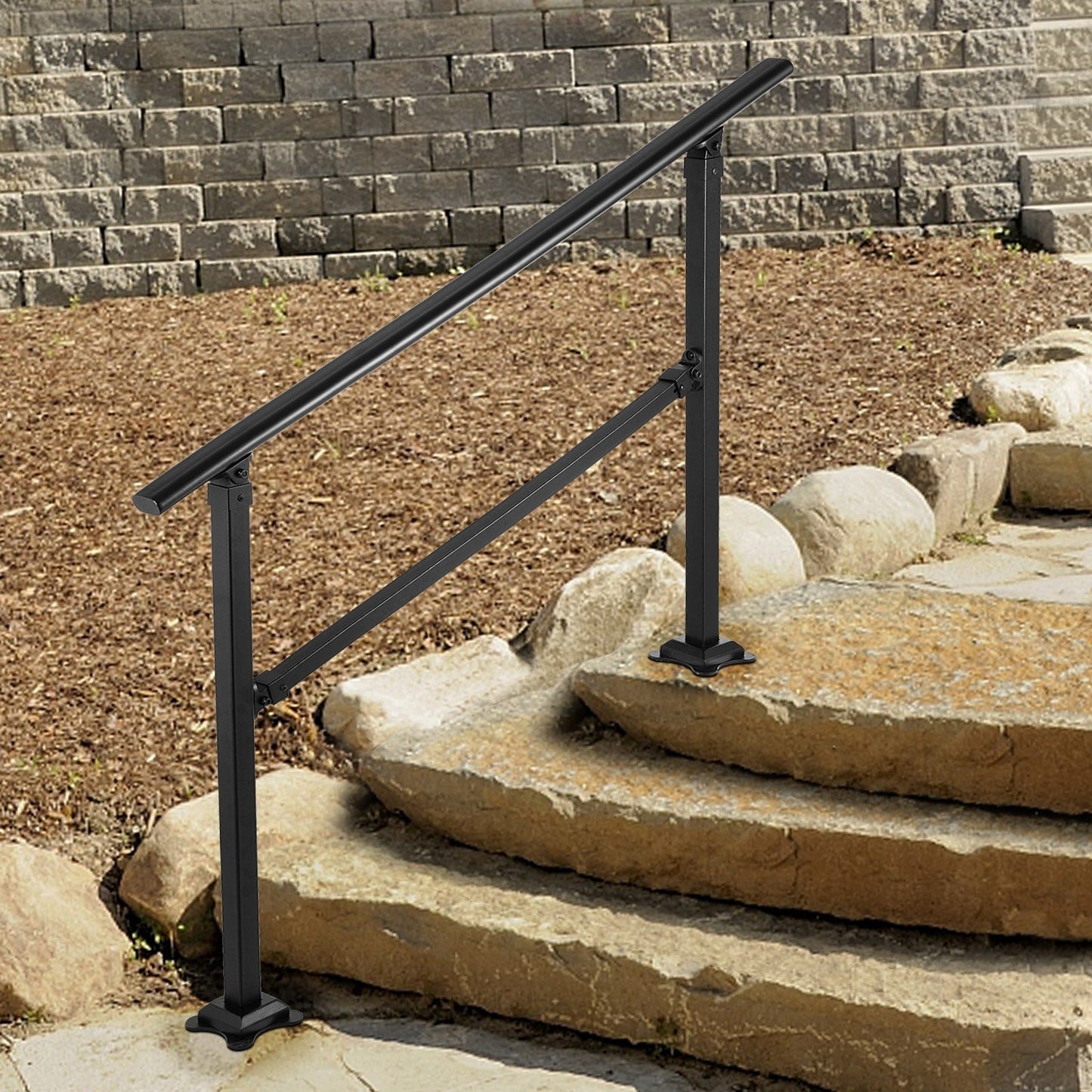 VEVOR Double column handrail 5.67-ft x 33-in Wrought Iron Metal Deck Stair Rail Kit