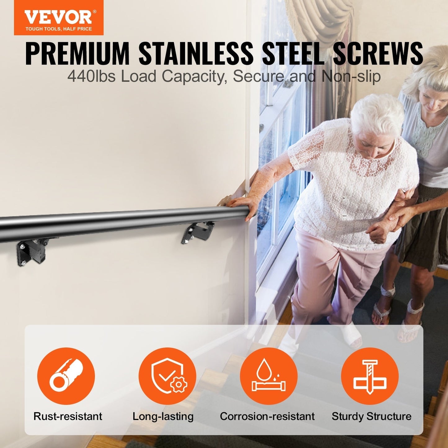 VEVOR Stairs service 4-ft x 7-in Aluminum Alloy Aluminum Deck Stair Rail Kit