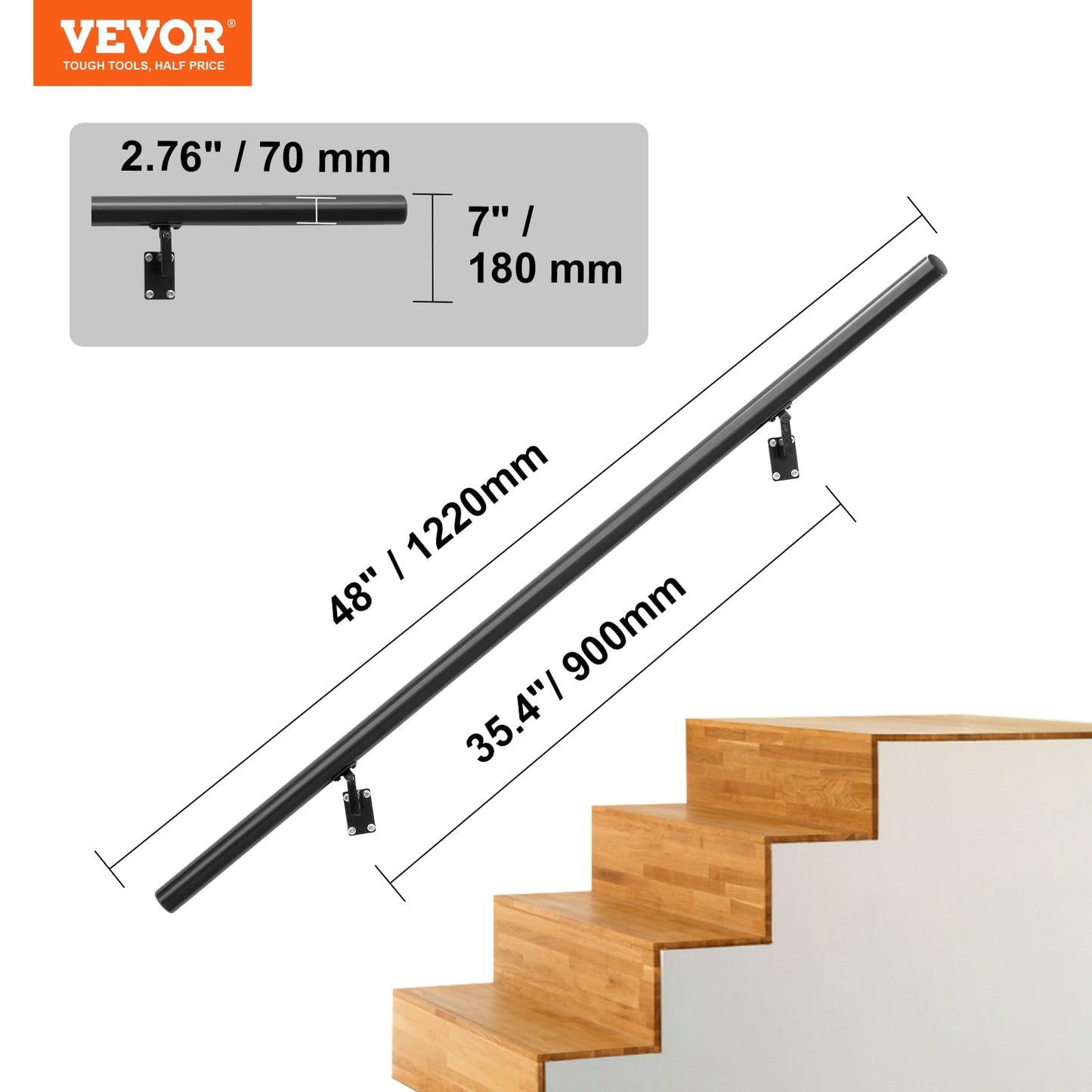 VEVOR Stairs service 5-ft x 7-in Aluminum Alloy Aluminum Deck Stair Rail Kit